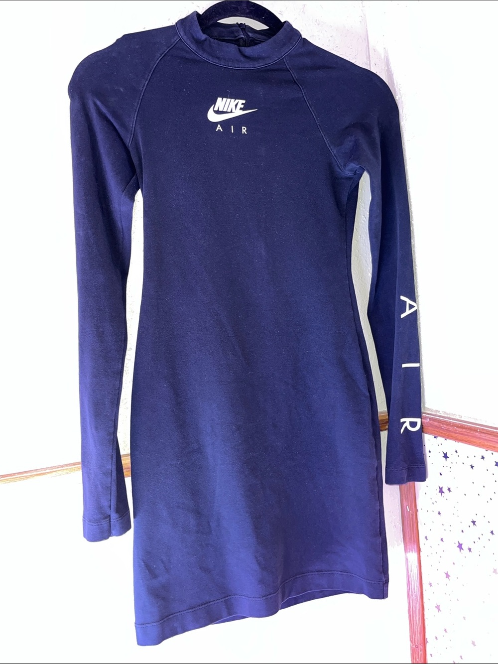 Nike Navy Long-Sleeve Logo Sweatshirt Dress